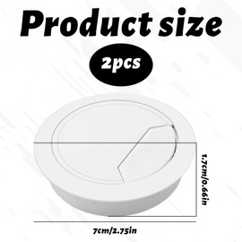 Desk Cable Grommet,2 Pcs Table Desk Grommet,White Desk Grommet 60mm,Computer Grommet for Desk Table Cable Tidy,Plastic Desk Cable Hole White 60mm for Home Office Table Computer Desk Hole Cover