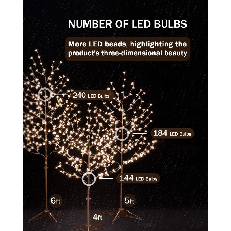 Tybeeu 5ft Lighted Cherry Blossom Tree with 184 Warm White