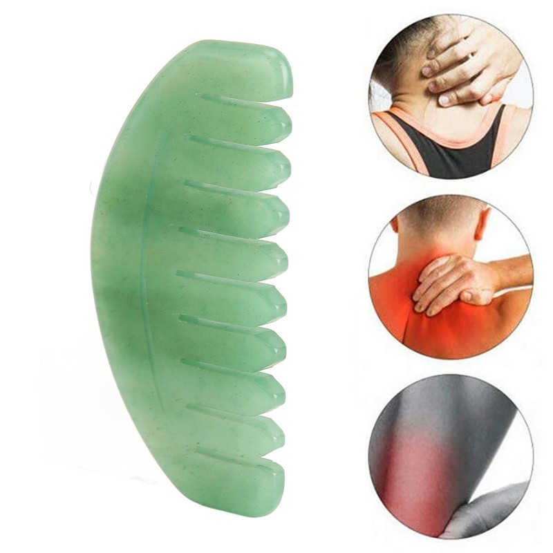 Massage Comb Scalp Care Relax Handheld Portable Jadestone Gua Sha