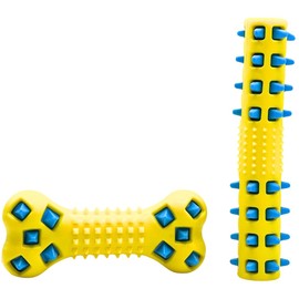 Zvire Spike Squeaky Dog Chew Toys – Tough Double-Layered Bone & Stick for Strong Chewers | Interactive Teething Toys for Dogs | Assorted Colors (Set of 2 – Any 1 Pair)