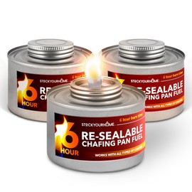 6-Hour Food Warmers for Parties (3 Pack), Chafing Fuel Cans with Wick and Safety Twist Cap, Catering Food Warmers for Buffets, Parties, Weddings, Long Lasting Burners for Food Warmer, Food Heater