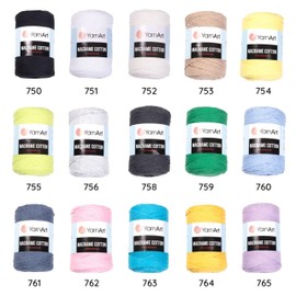 YarnArt - Algodón macramé - 80% cordón de algodón, 246 yardas, 8.8 onzas, peso medio, verde neón