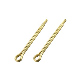 sourcing map Split Cotter Pin - 3mm x 30mm (1/8 inch x 1 3/16 inch) Solid Brass 2-Prongs Gold Tone Fastener Clip Key 2Pcs