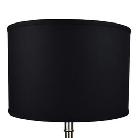 FenchelShades.com 18" Top Diameter x 18" Bottom Diameter 12" Height Cylinder Drum Lampshade USA Made (Linen Black)