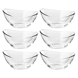Barski - European Quality - Glass - Set of 6 - Small Bowls -Could Be Used For Small Fruit/Nut/Dessert - Each Bowl is 4" Length x 3.3" Width - Made in Europe