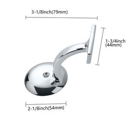 ZAUYX 5 Pack 3 Inch Polished Chrome Handrail Stair Brackets Stair Heavy Duty Stair Brackets Support Handrail Brackets for Stairways