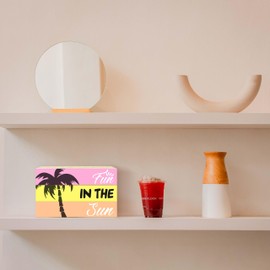 Mini Decorative Books For Home Decor, Small Holiday Beach Faux Wood Book Stack Decors, Fun In The Sun Hawaii Stack Book Decor, Stacked Display Book For Home Book Shelf Nightstand, Three Pieces -A(50)