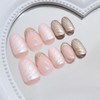 24Pcs Almond Press on Nails Stiletto Fake Nails with Gold