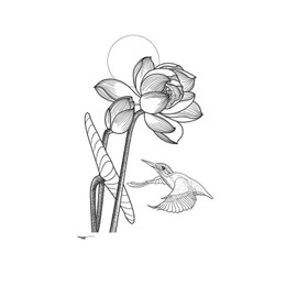 kobench Cool Temporary Tattoos,Flying Bird Blooming Lotus - K75 Design,Waterproof,Easy-to-Apply,Long Lasting 1-2 Weeks, Plant-Based,Bird Tattoos