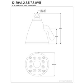 Kingston Brass K139A7 Victorian Shower Head, Brushed Brass 3.63 x 3.63 x 4.75