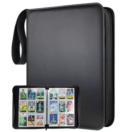 WYYFXY® Card Scrapbook 400 Cards Capacity Trading Cards Album Black PU Photocard Binder 4 Pockets 50 Pages Organiser for Kpop/Football/Animation/Games Trading Cards