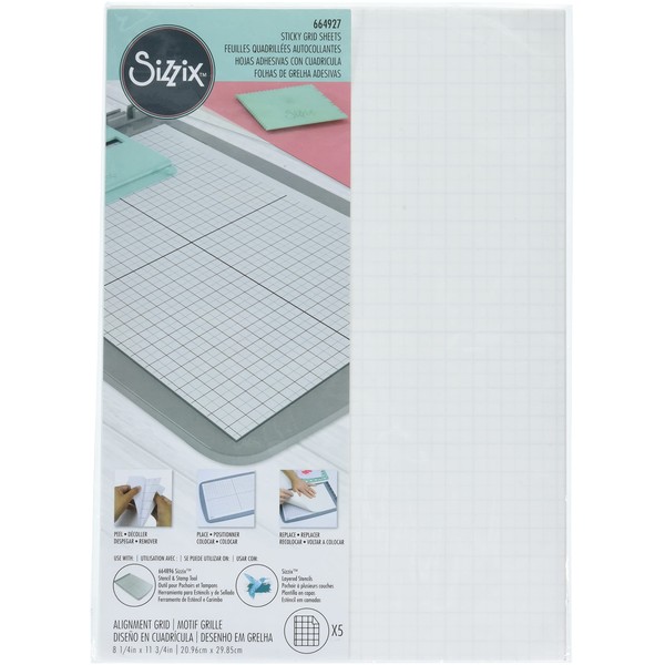 Sizzix Sizzx Accessory Sticky Grid Sheets 8 1/4 inch x 11 5/8 inch 5PK | 664927 | Chapter 3 2022, Multicoloured, One Size
