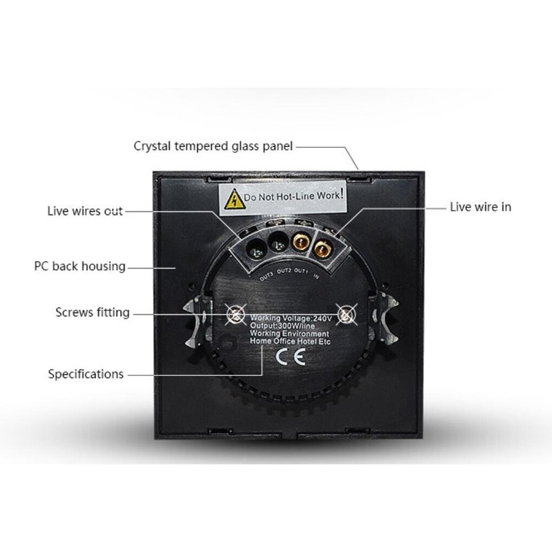 Black Touch Screen Wall Doorbell Switch EU Standard Wall Switch