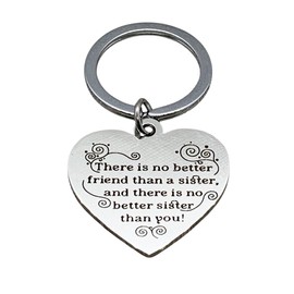 'There is No Better Sister than You' Quote Keychain, Sisters Best Friends Heart-Shaped Keyring (Stainless Steel) Miss Fit Boutique