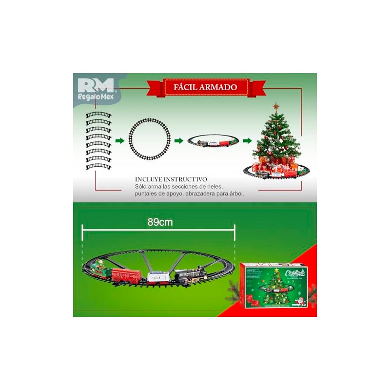 Tren Eléctrico para Árbol de Navidad, Luces y Sonidos, Decoración