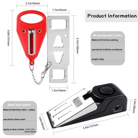 Portable door lock & door stop alarm,hotel room travel door lock,120dB door stop alarm,adjustable sensitivity dual protection safety door kit,apply to any place that requires temporary door security