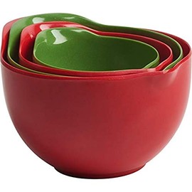 Trudeau Bamboo Melamine Set of 4-Red & Green Measuring Cups