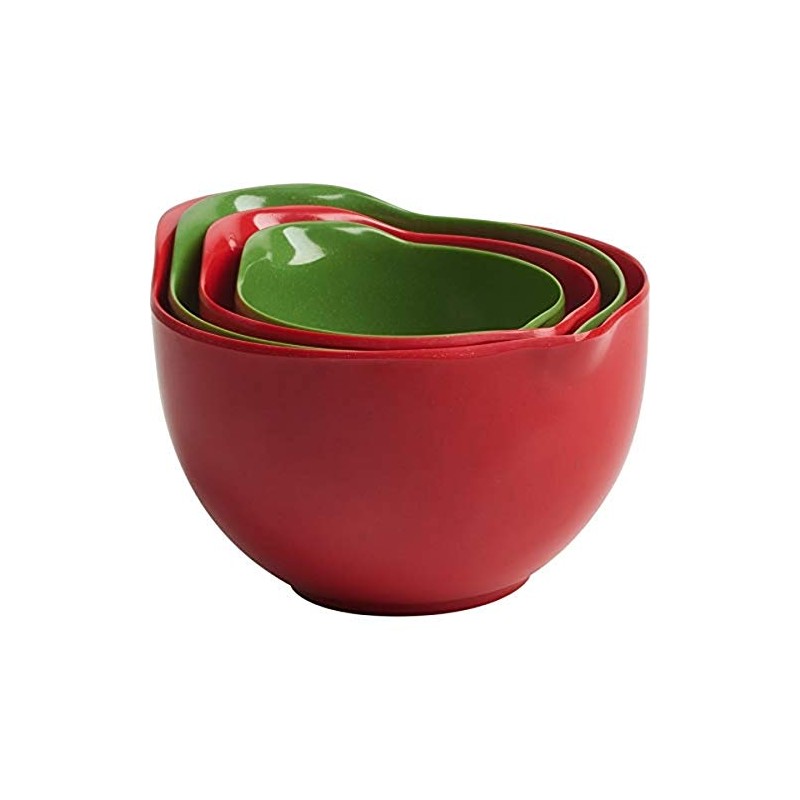 Trudeau Bamboo Melamine Set of 4-Red & Green Measuring Cups
