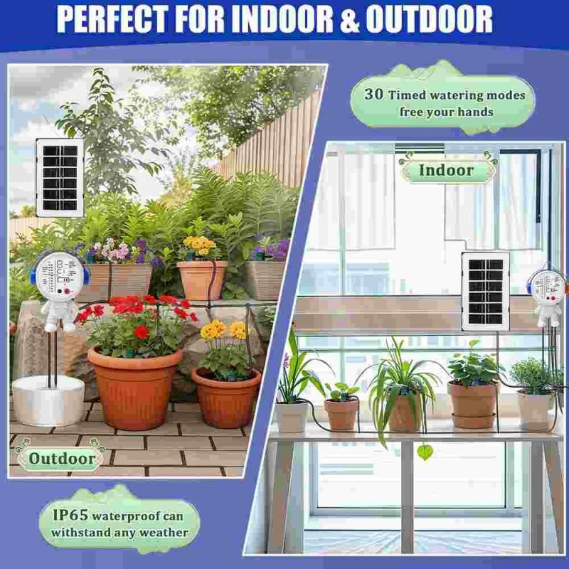 50ft Solar Automatic Drip Irrigation System Garden Watering System with