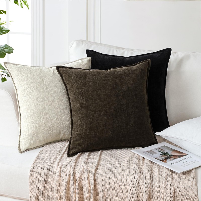 Sungeek Set of 2 Soft Chenille Cushion Covers 40x40cm Square