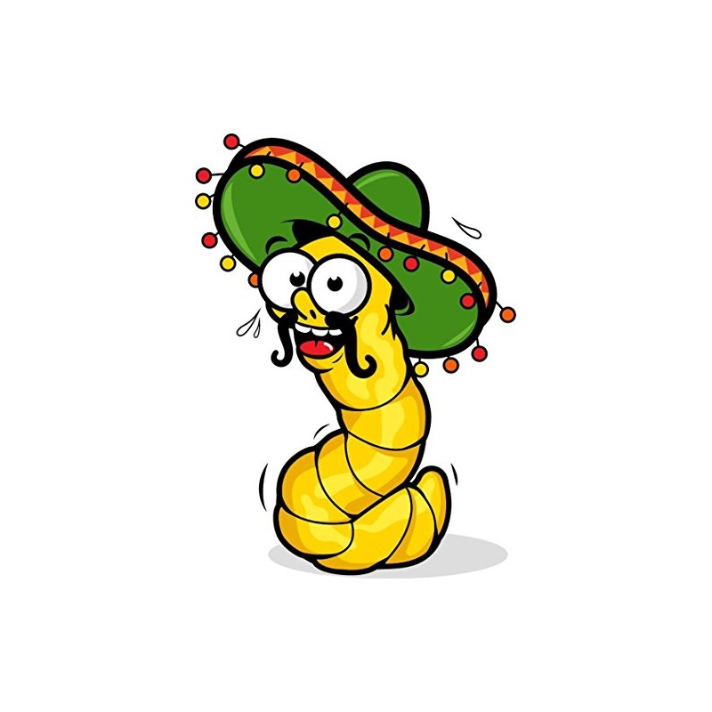 Zirni Tequila Worm Sombrero Mexico Drink Cartoon Sticker Decal Design