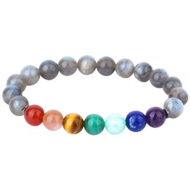 Women's Crystal Healing Bracelet with Jewellery Bag, Chakra Bracelets for Women, Crystal Bolo Beaded Bracelet, Natural Healing Bracelets for Women, Bracelets for Healing, Spiritual Gifts (One Size, U. Labradorite Small to Medium Size)