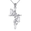 JERWLI Butterfly Cross Necklace 925 Sterling Silver Butterfly Cross Pendant