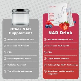 1000mg NAD+ Liquid Drink - Better Absorption w/Nicolinamide Riboside PQO - NAD+ Enhancer - Pure Anti Age - 1 Month Supply