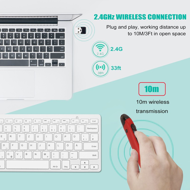 Wireless Pen Mouse Rechargeable Luminous Silent Small Portable Bluetooth 2.4g