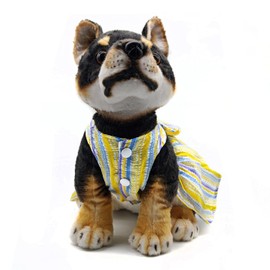 Dog Dress Harness Leash Cute Dog Dresses for Small Dogs Girl Summer Puppy Clothes Outfit with Bowknot, Striped, Button Closure Design, Yellow M