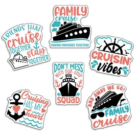 6 Piece Cruise Magnet Set - Fun Ship Door Magnets Bundle - for Family Friend Vacation Decor - Metal Surface Fridge Car Truck - Waterproof UV Protected Print - 5 Inch - EPLM0059