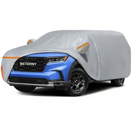 Car Cover for 2016-2025 Honda Pilot, Waterproof Custom-fit All Weather Sun Rain UV Dust Snow Protection Outdoor Pilot Full Car Cover with Door Zipper and Cotton Lining-Grey