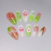 Handmade Press on Nails Medium Almond Nails Flower Fake Nails,3D