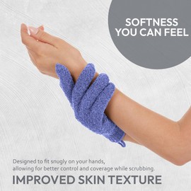The Beauty Project 4 Pairs Exfoliating Gloves, 100% Nylon, Dual Texture Body Scrub for Spa, Massage & Dead Skin Removal, Multi-Color Shower Bath Accessories (Melon/Wild Blue Yonder)