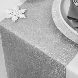 YöL Silver Glittery Table Runner Christmas Xmas Dinner Lunch Birthday Anniversary Romantic Date Décor