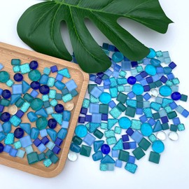 LITMIND Assorted Blue Irregular Crystal Mosaic Tiles, 9oz Value Pack - Perfect for Art Crafts, Mosaic Making Projects, Home Decor, and More