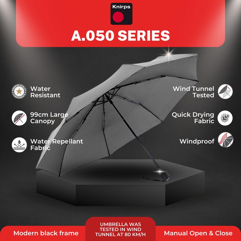 Knirps Umbrella A.050 medium manual, dark grey, Compact
