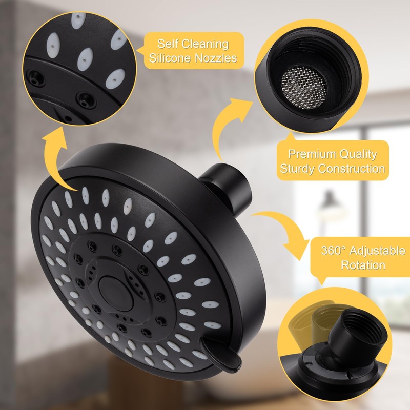 AISOSO Shower Head, 5 Modes High Pressure Shower Heads for
