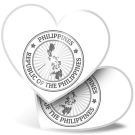 2 x Heart Stickers 7.5 cm - BW - Republic of The Philippine?s Travel Map Fun Decals for Laptops,Tablets,Luggage,Scrap Booking,Fridges, #40034
