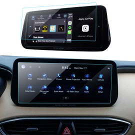 LANTU Tempered Glass Screen Protector for Hyundai Santa Fe(SEL/XRT/Limited/Calligraphy) 2021-2023 Accessories Navigation Anti-Glare, Bubble-Free Installation, Touchscreen Cover 10.25''