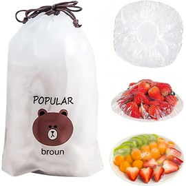 ZEPIQOR Pack of 100 Reusable Food Storage Bags for Food Cling Film with Elastic Sealing Bags Food Cover Elastic Cover for Bowl Plates