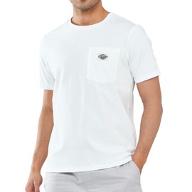 NORTHYARD Men's Cotton Shirts Heavyweight Short Sleeve Casual T-Shirts with Chest Pocket Work Wear White M