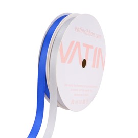 VATIN Light Silver & Electric Blue 2 Rolls Double Faced Satin Ribbon 3/8" Wide X 10 Yards Each, Total 20 Yards Silk Ribbons for Gift Wrapping Baby Shower Bridal Flower Bouquet Wedding Decor