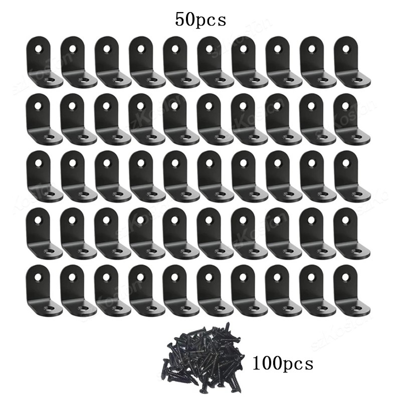 L-Shaped Corner Brackets for Wood Furniture – Black Stainless Steel