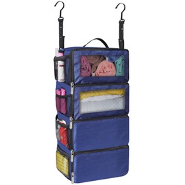 Suitcase Organizer,Travel Packing Organizers Portable Hanging Travel Shelves Collapsible luggage organizers for suitcase (navy blue)
