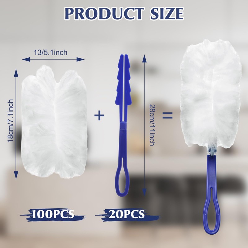 Yaomiao 120 Pcs Duster Refills for Cleaning Includes 100 Disposable