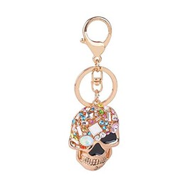 ARFUKA Keyring Rhinestone Skull Keychain Skeleton Pendant Keyring Metal Key Chain, Christmas/Birthday/Valentine's Day Gift for Men and Women