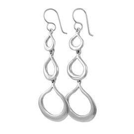 925 Sterling Silver Teardrop Earrings Long Triple Drops
