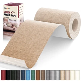 Cahomo Linen Repair Tape 4x79 inch, Self Adhesive Fabric Patches, Linen Patch Tape Kit, Fabric Repair Tape for Couch Sofas, Headboards, Chairs, Pillows, Curtains, Couches - Dark Beige