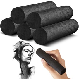 Gueevin 5 Pcs Jumbo Willow Charcoal Sticks 0.79-0.94 Inch Large Soft Willow Charcoal Chunky Drawing Charcoal for Sketching Artist Supplies, Black